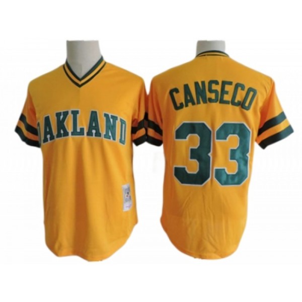 Oakland Athletics #33 Jose Canseco Gold Throwback Jersey