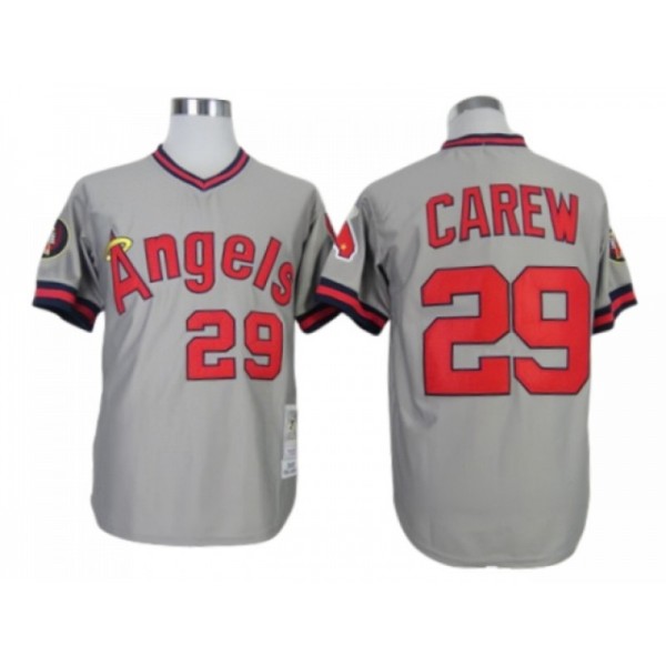 Los Angeles Angels #29 Rod Carew Gray 1985 Throwback Jersey