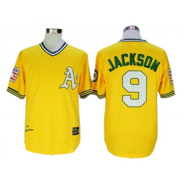 Oakland Athletics #9 Reggie Jackson Gold 1972 Throwback Jersey