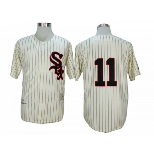 Chicago White Sox #11 Luis Aparicio Cream Pinstripe 1959 Throwback Jersey