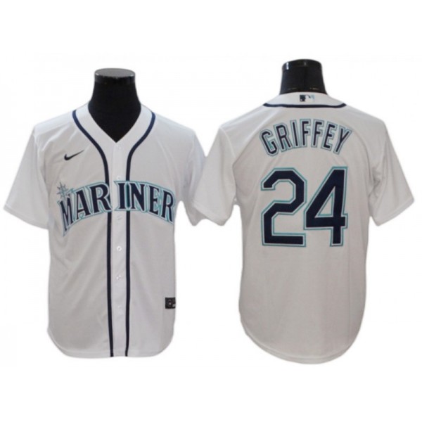 Seattle Mariners #24 Ken Griffey Jr. White Home Cool Base Jersey