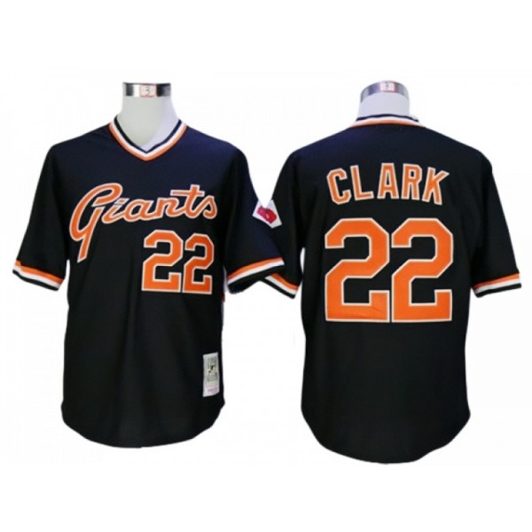 San Francisco Giants #22 Will Clark Black Throwback Jersey