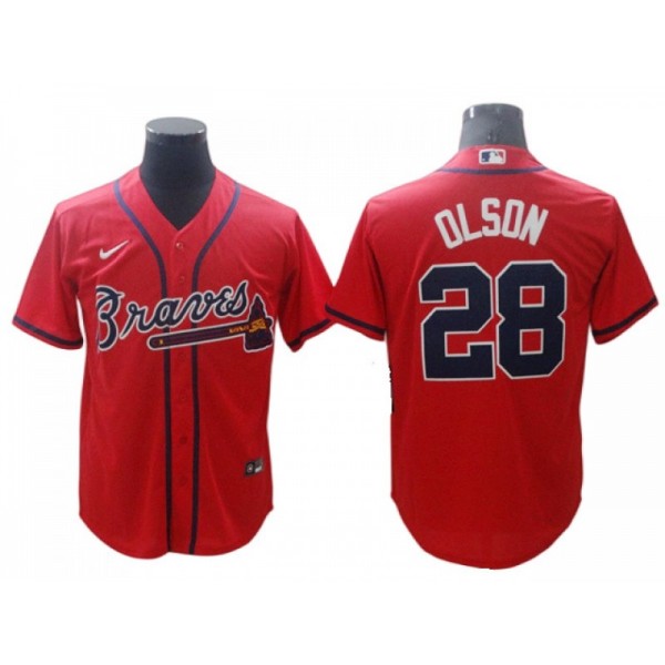 Atlanta Braves #28 Matt Olson Red Alternate Cool Base Jersey