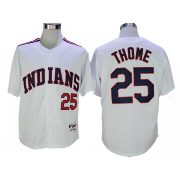 Cleveland Indians #25 Jim Thome White 1978 Throwback Jersey