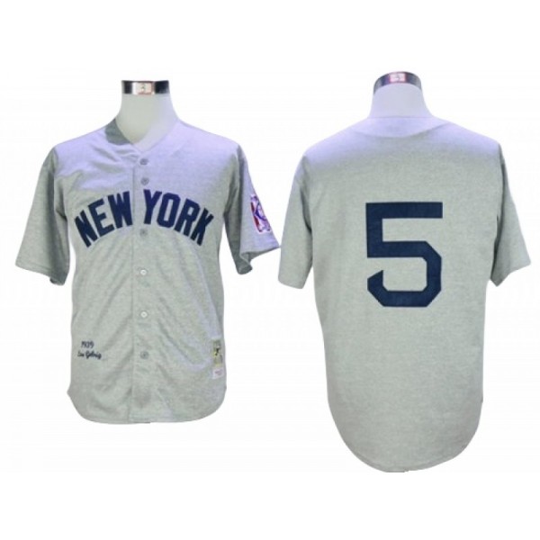 New York Yankees #5 Joe DiMaggio Gray 1939 Road Throwback Jersey