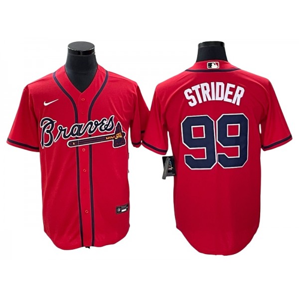 Atlanta Braves #99 Spencer Strider Red Cool Base Jersey