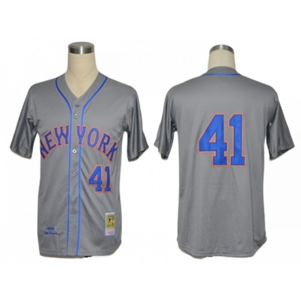 New York Mets #41 Tom Seaver Gray Throwback Jersey