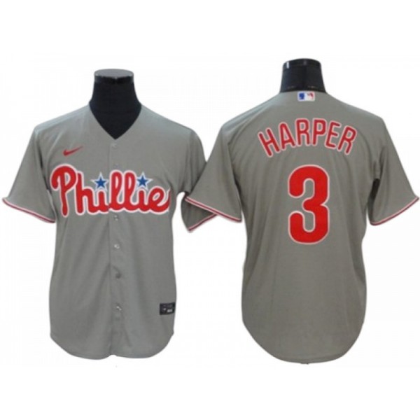 Philadelphia Phillies #3 Bryce Harper Gray Cool Base Jersey