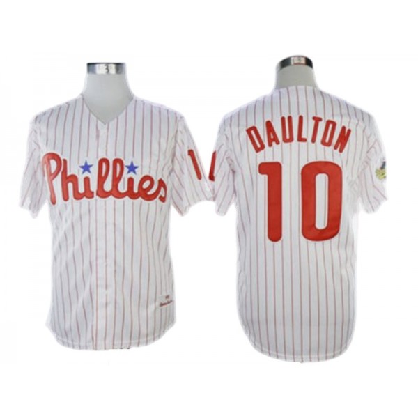 Philadelphia Phillies #10 Darren Daulton White 1993 Throwback Jersey