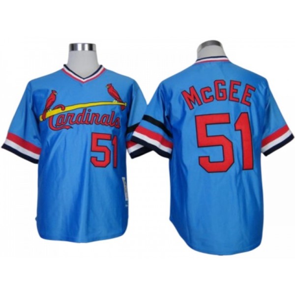 St. Louis Cardinals #51 Willie McGee Light Blue 1982 Throwback Jersey