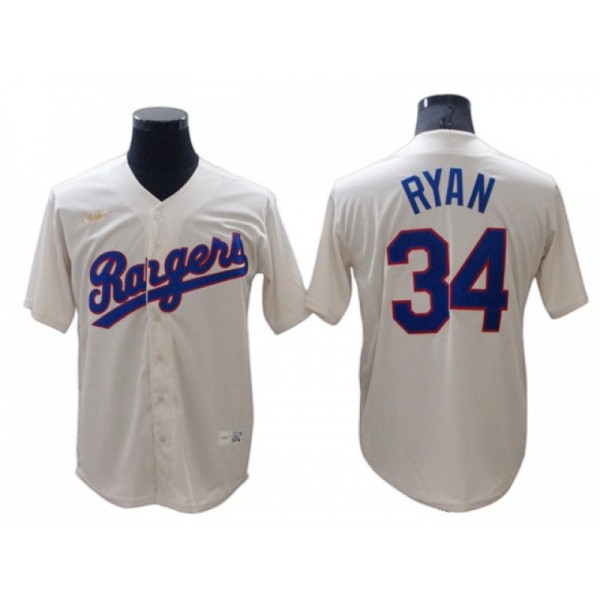 Texas Rangers #34 Nolan Ryan Cream Cooperstown Collection Cool Base Jersey