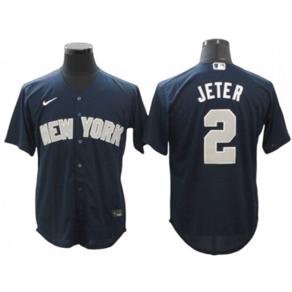 New York Yankees #2 Derek Jeter Navy Alternate Cool Base Player Name Jersey