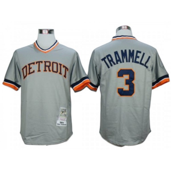 Detroit Tigers #3 Alan Trammell Gray 1984 Throwback Jersey