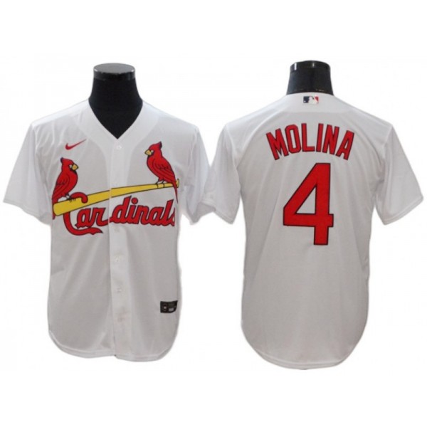 St. Louis Cardinals #4 Yadier Molina White Home Cool Base Jersey