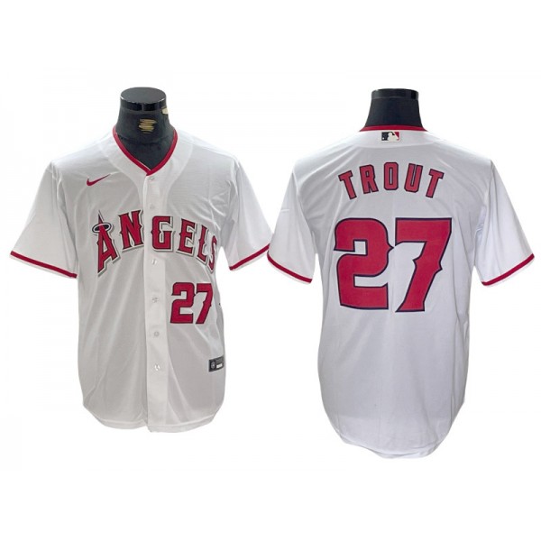 Los Angeles Angels #27 Mike Trout White Limited Jersey