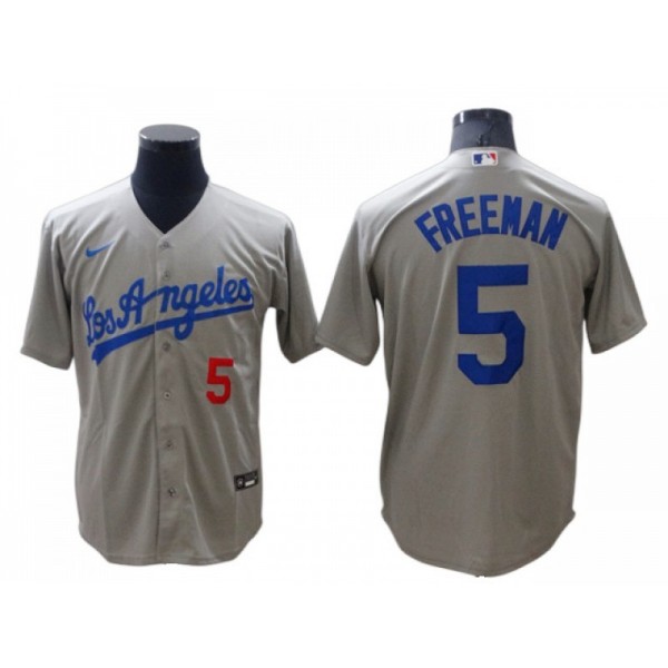 Los Angeles Dodgers #5 Freddie Freeman Gray Road Cool Base Jersey