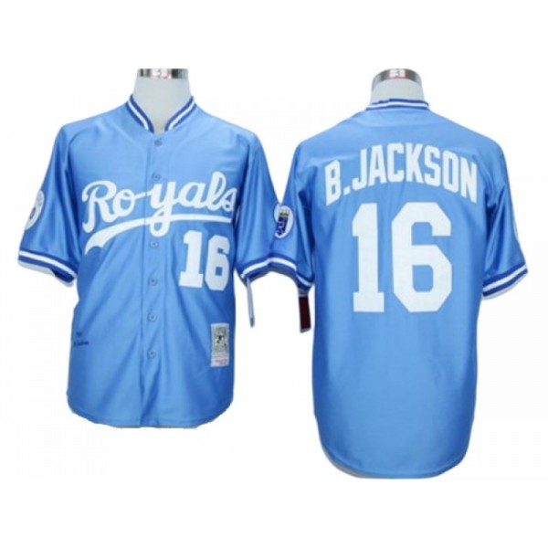 Kansas City Royals #16 Bo Jackson Light Blue 1987 Throwback Jersey