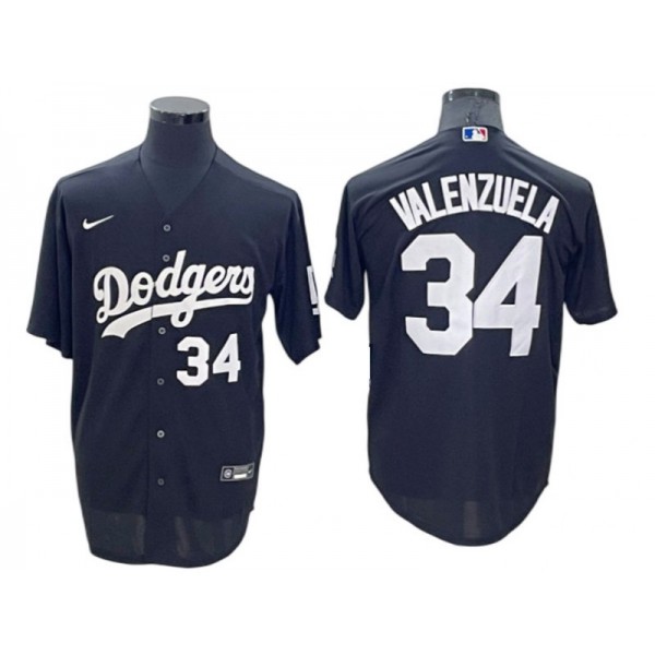 Los Angeles Dodgers #34 Fernando Valenzuela Black Turn Back The Clock Jersey