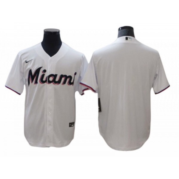 Miami Marlins Blank White Home Cool Base Jersey