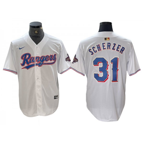 Texas Rangers #31 Max Scherzer White 2024 Gold Collection Limited Jersey