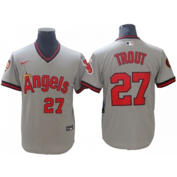 Los Angeles Angels #27 Mike Trout Vintage Gray Jersey