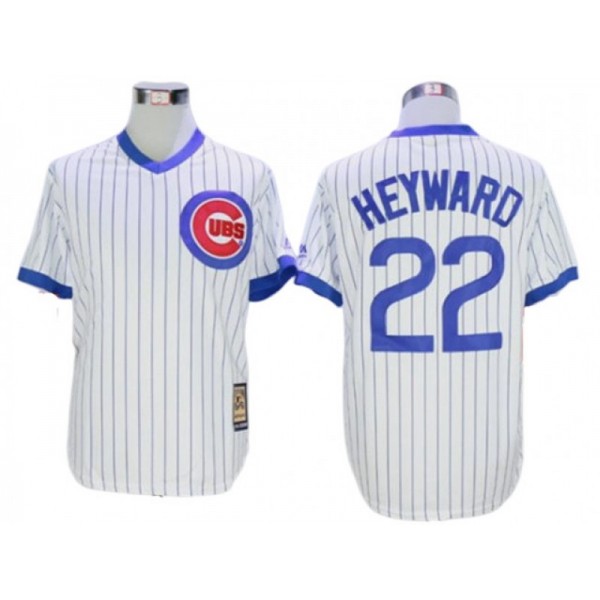 Chicago Cubs #22 Jason Heyward Cooperstown Collection Throwback Jersey - White/Blue