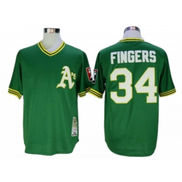 Oakland Athletics #34 Rollie Fingers Green 1976 Throwback Jersey