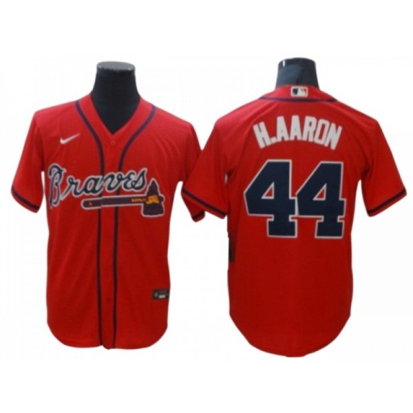 Atlanta Braves #44 Hank Aaron Red Cool Base Jersey