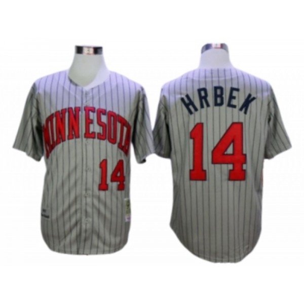 Minnesota Twins #14 Kent Hrbek Gray Stripe 1987 Throwback Jersey