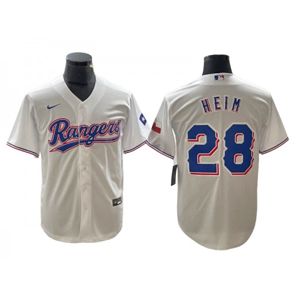 Texas Rangers #28 Jonah Heim White Cool Base Jersey