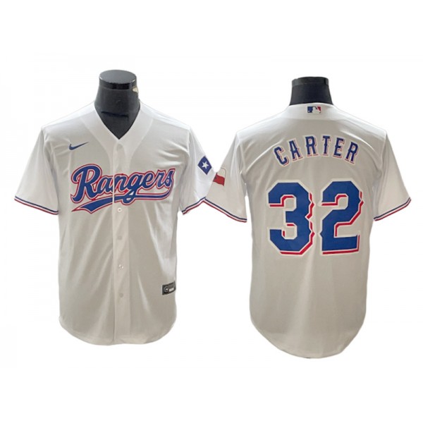 Texas Rangers #32 Evan Carter White Cool Base Jersey