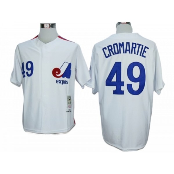 Montreal Expos #49 Warren Cromartie White Throwback Jersey