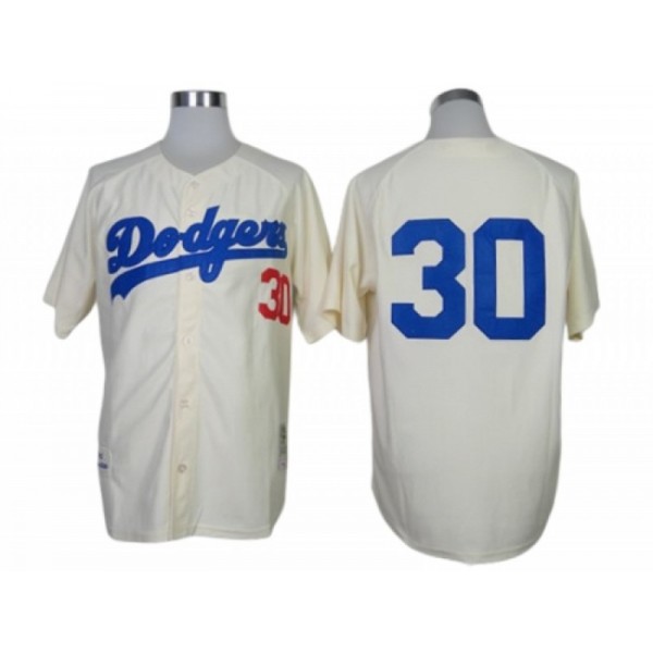 Los Angeles Dodgers #30 Maury Wills Cream 1963 Throwback Jersey