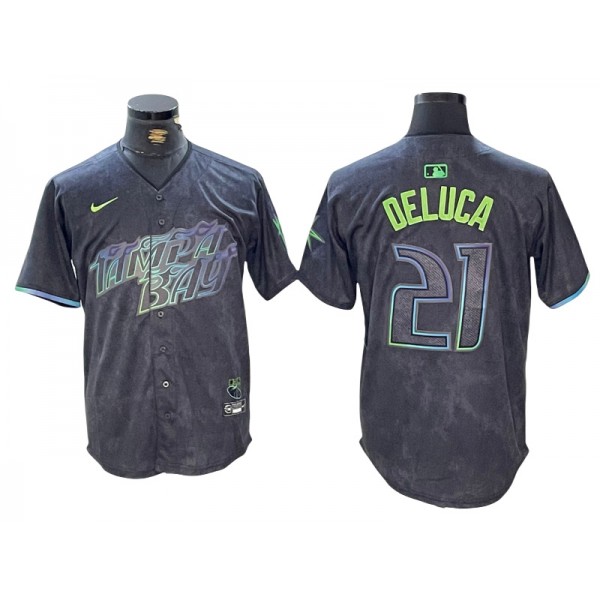 Tampa Bay Rays #21 Jonny DeLuca Charcoal 2024 City Connect Limited Jersey