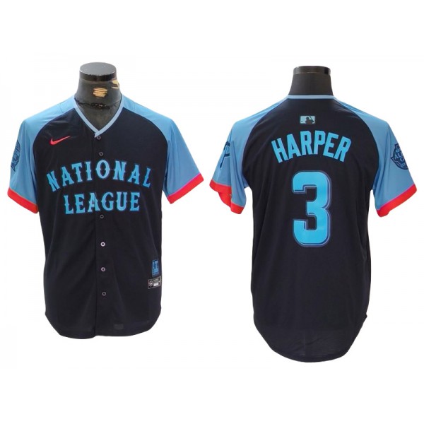 National League #3 Bryce Harper Navy 2024 MLB All-Star Game Limited Jersey