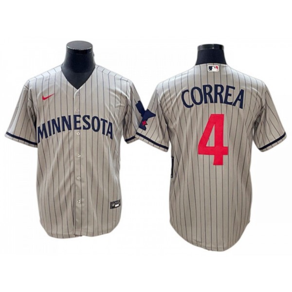 Minnesota Twins #4 Carlos Correa Gray Road Cool Base Jersey