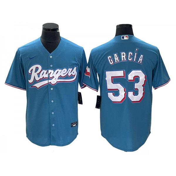 Texas Rangers #53 Adolis Garcia Light Blue Cool Base Jersey