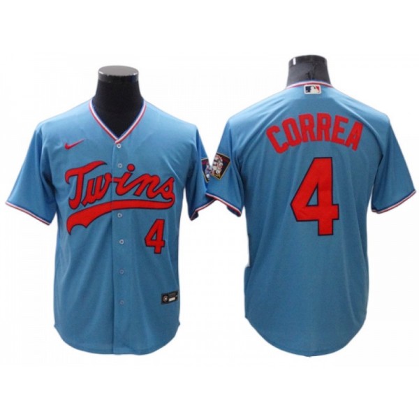 Minnesota Twins #4 Carlos Correa Light Blue Road Cool Base Jersey