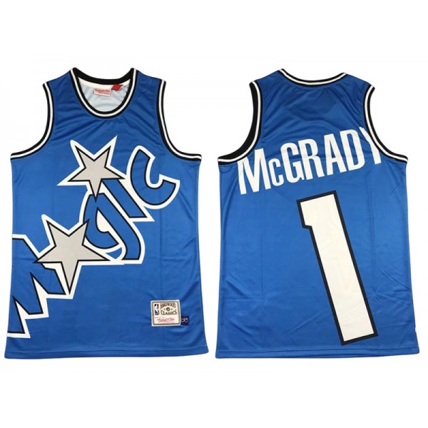 Orlando Magic #1 Tracy McGrady Blue Print Hardwood Classics Jersey