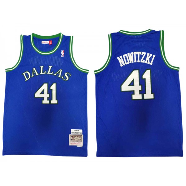 Dallas Mavericks #41 Dirk Nowitzki 1998/99 Blue Hardwood Classic Jersey