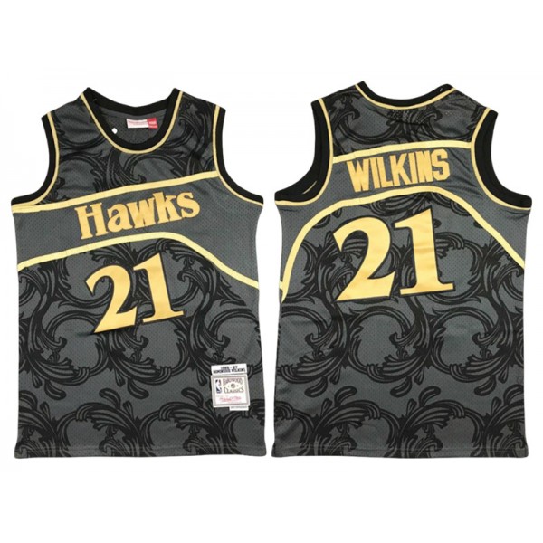 Atlanta Hawks #21 Dominique Wilkins Black Golden Hardwood Classics Jersey