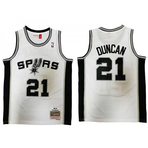 San Antonio Spurs #21 Tim Duncan White 1998/99 Hardwood Classics Jersey