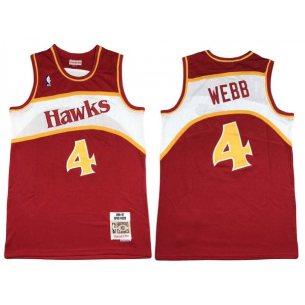 Atlanta Hawks #4 Spud Webb Red 1986-87 Hardwood Classics Jersey