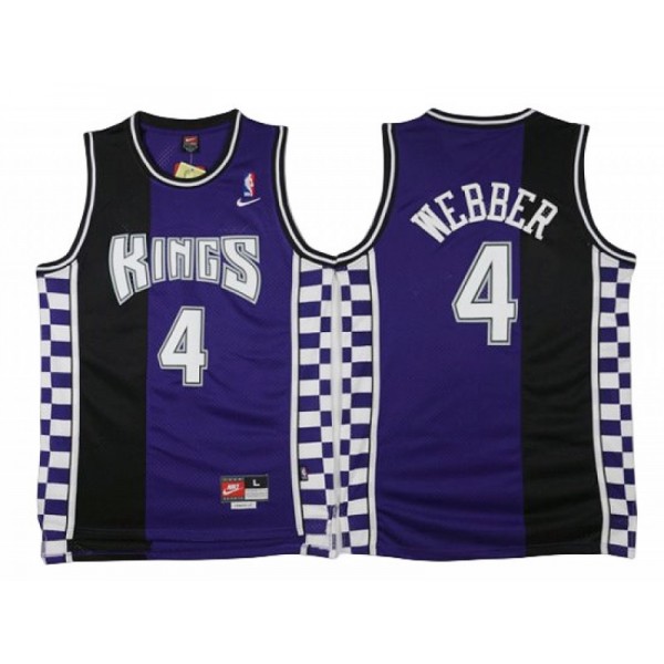 Sacramento Kings #4 Chris Webber Throwback Black/Purple Jersey