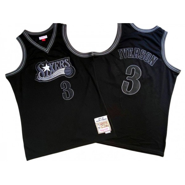 Philadelphia 76ers #3 Allen Iverson Black/Black 1997/98 Hardwood Classics Jersey