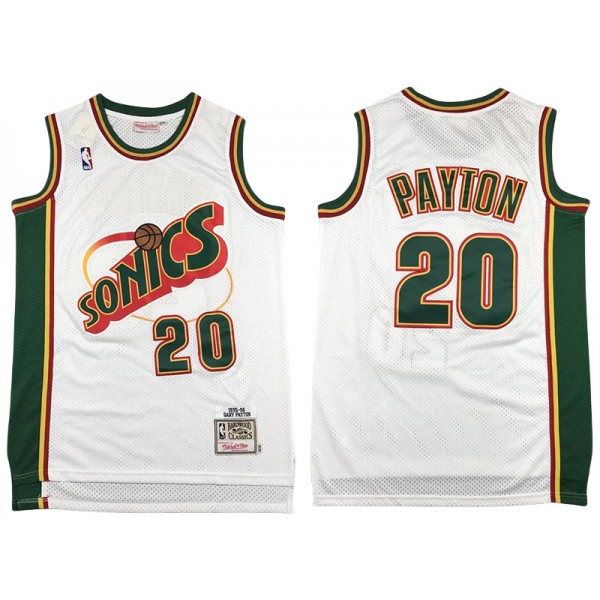 Seattle SuperSonics #20 Gary Payton White 1995-96 Hardwood Classics Jersey