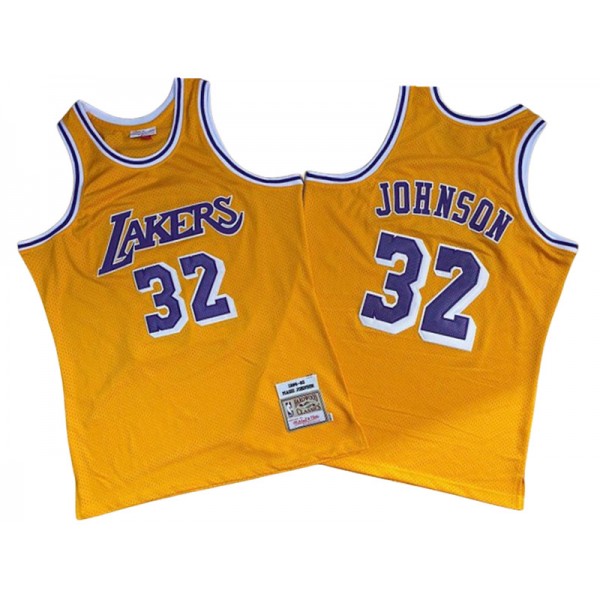 Los Angeles Lakers #32 Magic Johnson Yellow 1984/85 Hardwood Classic Jersey