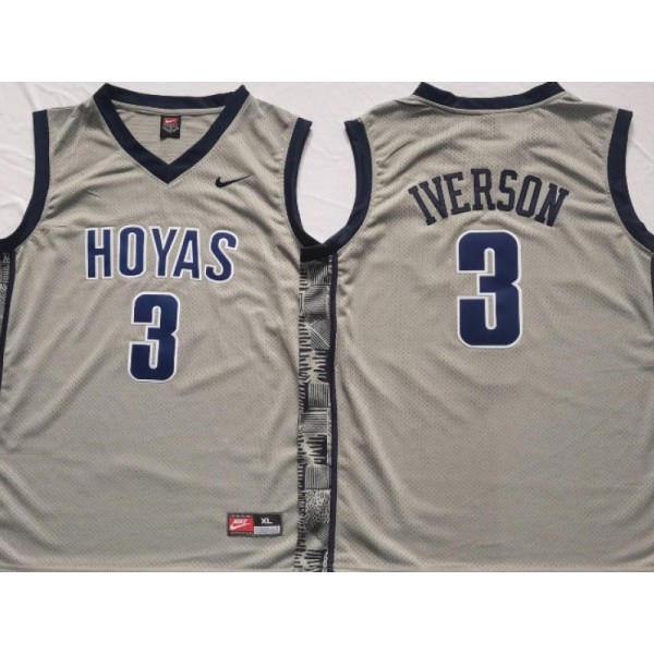 NCAA Georgetown Hoyas #3 Allen Iverson Gray College Basketball Jersey