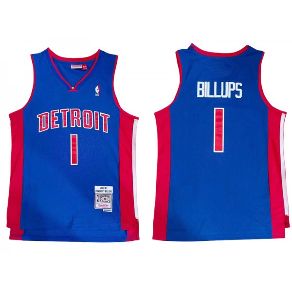 Detroit Pistons #1 Chauncey Billups Blue 2003/04 Hardwood Classics Jersey