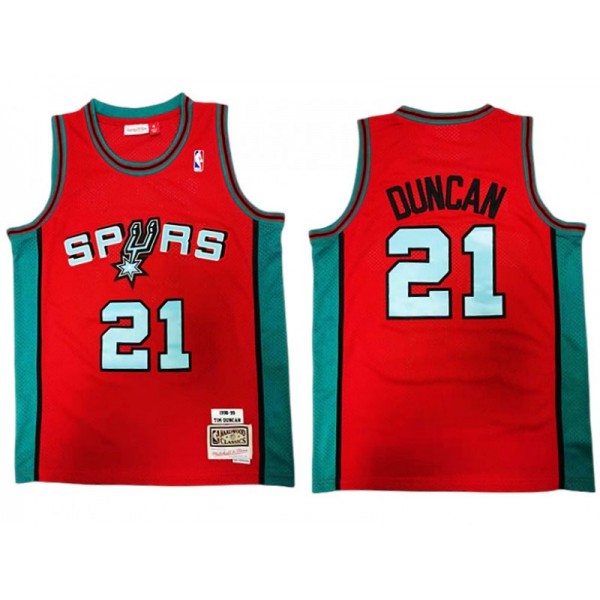 San Antonio Spurs #21 Tim Duncan Red Reload 1998/99 Hardwood Classics Jersey